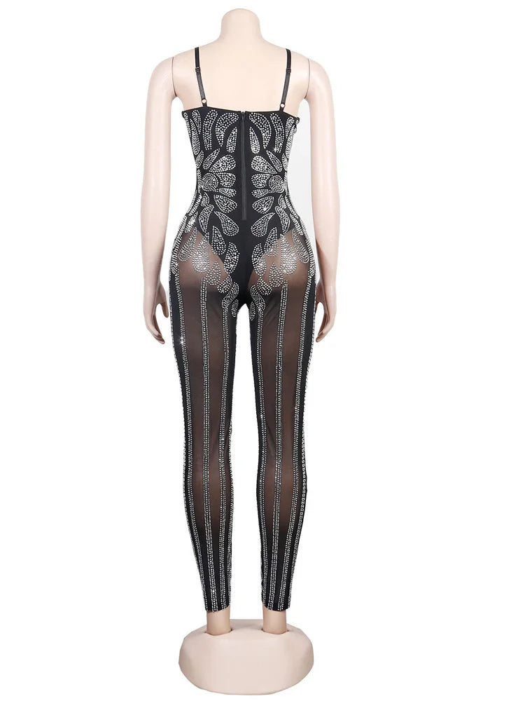 Sparkle Mesh Crystal Jumpsuit